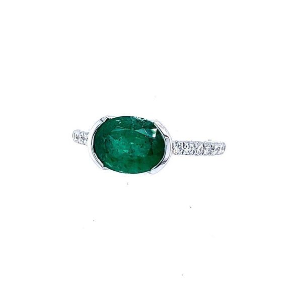 Natural Emerald Diamond Ring 6.5 14k W Gold 2.33 TCW Certified 221335 - Picture 7 of 17